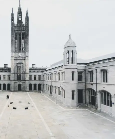 ??  ?? 0 ‘Doric Boule’, created in 2017 by Nick Ross, a graduate of Gray’s School of Art in Aberdeen, featured a series of granite benches sourced from quarries all over the world installed in Marischal College’s quad