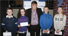 ??  ?? Ferns NS: Aaron Leacy, Ella Ennis, Jack Young and Stephanie Deegan, fourth in the Under 11 section pictured with Pat O’Shea.
