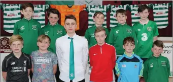  ?? Photos: Sheila Fitzgerald ?? The U13 team who received their medals at the Kanturk AFC awards event pictured with coach Rafal Komonski.