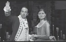  ??  ?? Miranda stars as Alexander Hamilton and Phillipa Soo plays his wife, Eliza Hamilton. Both are original cast members of the show. COURTESY OF DISNEY+