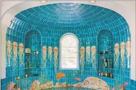  ??  ?? FOR SALE at $11.97 million, the home retains its hand-painted frescoes and tile work, iron windows and English hardware.