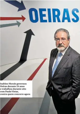  ??  ?? Isaltino Morais governou Oeiras durante 24 anos e trabalhou durante oito com Paulo Vistas, contra quem concorre agora