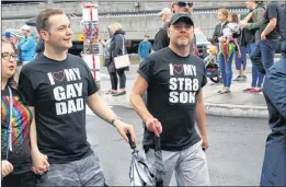  ??  ?? Gay families were front and centre throughout Sunday’s parade.