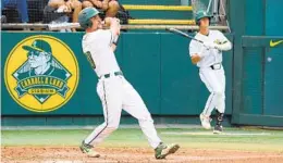  ?? COURTESY OF PLNU ATHLETICS ?? Point Loma’s Hunter Otjen watches a homer fly at Sea Lions’ oceanside home.