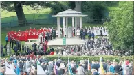  ??  ?? ON GUARD: Soldiers stand next to the Magna Carta memorial.