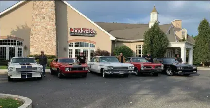  ?? SUBMITTED PHOTO ?? Gearing up for the Marine Veterans 13th Annual Car and Motorcycle show benefiting Toys for Tots on Sunday, Oct. 27, are, from left, Julio Mariani and his 1967 Mustang GT; Bill Sweeney with his 1973 Mustang Mach 1; Mike Marchese and his 1959 Cadillac Fleetwood; Chuck Hyde with his 1966 Pontiac GTO and Larry Baldassano and his 1986 Monte Carlo SS.