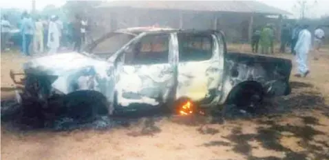  ??  ?? The burnt NDLEA patrol van