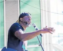  ?? WILLIE J. ALLEN JR./ORLANDO SENTINEL ?? Orlando Poet Laureate Shawn Welcome, pictured speaking in January in honor of Dr. Martin Luther King Jr Day, will participat­e in a UCF Celebrates the Arts program.