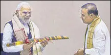  ?? PTI ?? PM Narendra Modi with Assam CM Himanta Biswa Sarma.