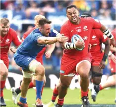  ?? — AFP photo ?? Saracens’ Australian-born English number 8 Billy Vunipola (right) runs away from Leinster’s Irish number 8 Jack Conan (second le ) during the European Rugby Champions Cup final match between Leinster and Saracens at St James Park stadium in Newcastle-upon-Tyne, north east England.