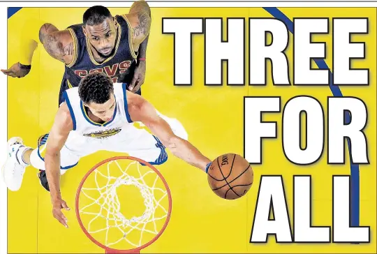  ?? Getty Images ?? RETURN OF THE KING: LeBron James and the Cavaliers will face off against Stephen Curry and the Warriors in the NBA Finals for the third consecutiv­e season starting Thursday at 9 p.m. on ABC. It is the league’s first Finals trilogy in its history.