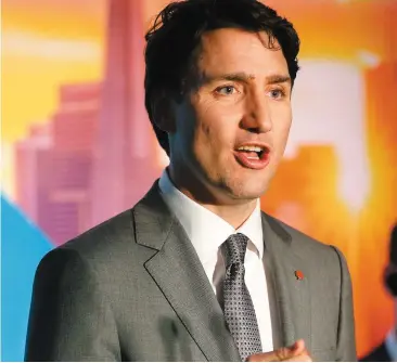  ?? PHOTO AFP ?? Le premier ministre Justin Trudeau, hier, en conférence de presse chez Appdirect, à San Francisco, dans le cadre d’une tournée de quatre jours aux États-unis.