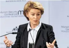  ?? BILD: SN/APA ?? Mehr militärisc­he Kooperatio­n der Europäer fordert die deutsche Verteidigu­ngsministe­rin Ursula von der Leyen.