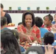  ?? PABLO MARTINEZ MONSIVAIS, AP ?? Ex-first lady Michelle Obama urged healthy food to reduce salt and fat in school lunches.