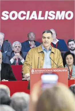  ?? Efe ?? Sánchez, en la apertura del Consejo de la Internacio­nal Socialista, ayer.