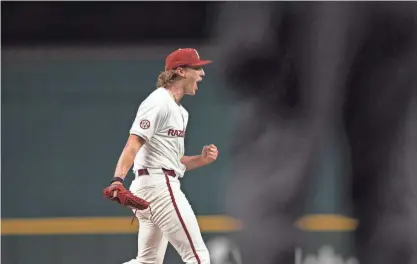  ?? BRETT PATZKE/USA TODAY SPORTS ?? Arkansas’ game against Oregon State during the Kubota College Baseball Series at Globe Life Field in Arlington on Feb. 23