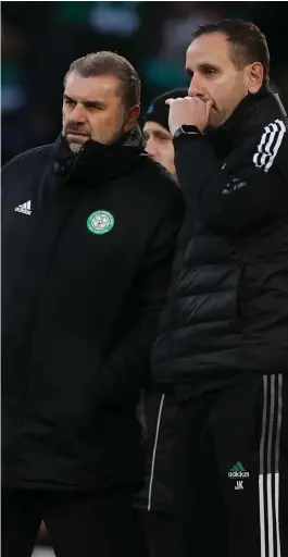  ?? ?? New Celtic coach Harry Kewell is looking forward to working with Ange Postecoglo­u and No.2 John Kennedy (right)