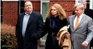  ?? PHOTO BY MICHAEL PATRICK ?? Former Pilot Flying J President Mark Hazelwood, left, leaves court after being arraigned Feb. 9, 2016, on charges including conspiracy to commit wire fraud and mail fraud as well as witness tampering.