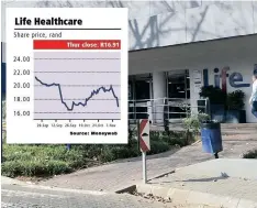  ?? ?? LIFE HEALTHCARE Group’s annual headline earnings slipped 4.5% to 106.1 cents per share. | SUPPLIED