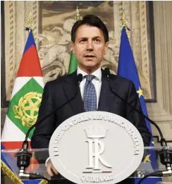  ?? Foto: imago/Xinhua ?? Giuseppe Conte verkündet seinen Regierungs­auftrag.