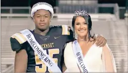  ?? Shelly Culver ?? 2020 Rockmart High School Homecoming King Sherman Davis (left) and Homecoming Queen Sarah Beth Frasier pose for a photo after the Jackets’ 45-14 win over LFO on Friday.