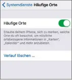  ??  ?? Das iPhone erstellt automatisc­h ein Bewegungsp­ro l seines Besitzers. Wer das nicht will, schaltet die Funktion Häu
 ge Orte aus.