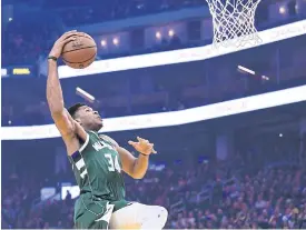  ??  ?? Bucks forward Giannis Antetokoun­mpo during a recent game.