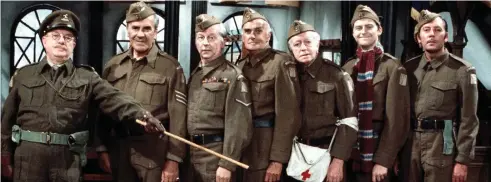  ?? ?? Walmington-on-Sea Home Guard: Arthur Lowe as Capt Mainwaring, John Le Mesurier as Sgt Wilson, Clive Dunn as Cpl Jones, John Laurie as Frazer, Arnold Ridley as Godfrey, Ian Lavender as Pike and James Beck as Walker