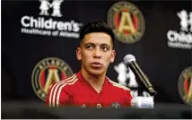  ?? DAVID GOLDMAN / AP ?? Atlanta United midfielder Ezequiel Barco could return as early as the April 7 game against LAFC at Mercedes-Benz Stadium and miss five games following a right quad injury during training.