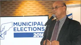  ?? PICTURE: MICHAEL WALKER ?? Provincial electoral officer Courtney Sampson addresses the media at the launch of the official results centre at Century City last night.