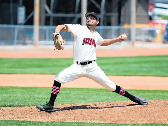  ?? KYLE TELECHAN/POST-TRIBUNE PHOTOS ?? Washington Township’s Steven Hernandez pitches against Cowan in the Class A LaPorte Semistate on Saturday.