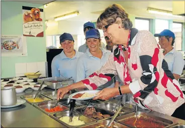  ?? Picture: GETTY IMAGES ?? LEADING THE WAY: Celebrity chef Prue Leith, right, with catering staff from Howden School, East Yorkshire