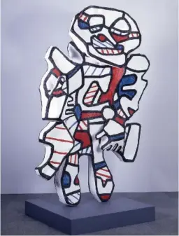  ??  ?? Jean Dubuffet, Personnage pour Washington Parade, 1973-2008, résine époxy et peinture polyurétha­ne, 210 x 143 x 69 cm.