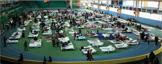  ?? SERGEY GRITS / ASSOCIATED PRESS ?? Refugees from Ukraine shelter in Chisinau, Moldova, on March 5.