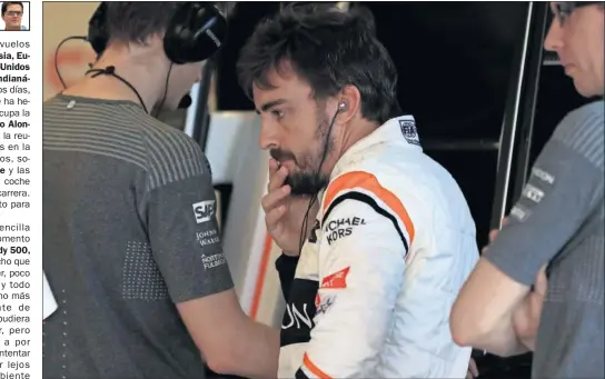  ??  ?? DECEPCIÓN. Fernando Alonso ni siquiera pudo comenzar la carrera de Rusia y empieza ya a perder la fe en que McLaren vaya a mejorar.