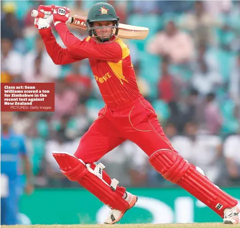  ?? PICTURES: Getty Images ?? Class act: Sean Williams scored a ton for Zimbabwe in the recent test against New Zealand