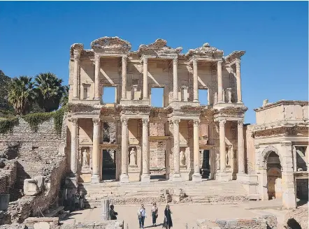  ??  ?? The Library of Celsus’ skeletal remains, which once contained a quarter of a million books