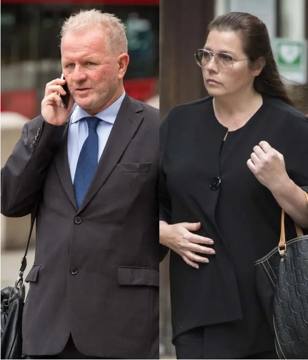  ??  ?? INTRIGUE: Andrew Ruhan and his estranged wife Tania Richardson-Ruhan pictured outside court in London. Below, Mr Ruhan is a keen racing driver