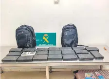  ??  ?? Los 23 kilos de cocaína fueron incautados en Madrid.