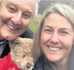  ??  ?? > Anna-Louise Bates, also pictured with daughter Elizabeth, lost her husband, Stuart, and seven-year-old son, Fraser, in a road crash. Right, Anna-Louise with SuperTed creator Mike Young