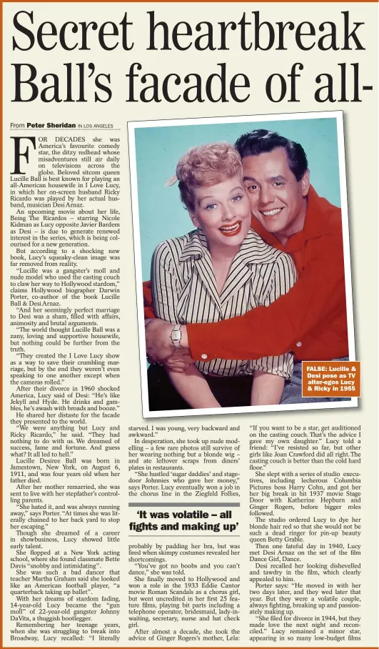  ??  ?? FALSE: Lucille & Desi pose as TV
alter-egos Lucy & Ricky in 1955