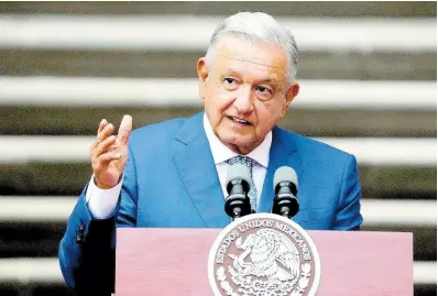  ?? AP ?? Mexican President Andres Manuel Lopez Obrador speaking at the National Palace in Mexico City.