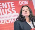  ?? FOTO: DPA ?? Bundesarbe­itsministe­rin Andrea Nahles warnt vor Altersarmu­t.