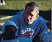  ?? JOHN LOCHER – THE ASSOCIATED PRESS ?? San Jose State head coach Brent Brennan speaks with players during the Mountain West championsh­ip on Saturday.