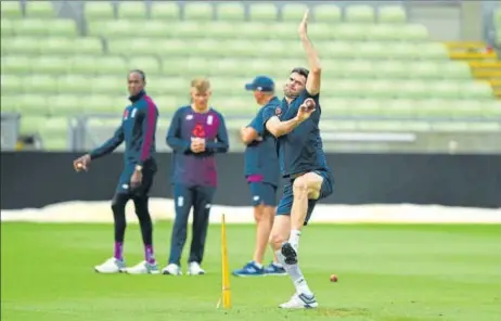  ?? GETTY IMAGES ?? England pacer James Anderson during nets ahead of the first Ashes Test against Australia at Edgbaston in Birmingham.