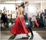  ??  ?? Dancers Oliver Black and Brooke Silke-Atkins showed off their skills during the Dancing for a Cause launch party at the hospice in Stoke on Thursday.