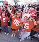  ?? CHARLIE RIEDEL/AP ?? Chiefs fans cheer before Sunday’s game. The Chiefs were playing in their third Super Bowl in the last four seasons.