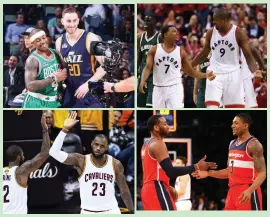  ??  ?? WHILE THE (clockwise from top left) Boston Celtics improved with the addition of Gordon Hayward, the Toronto Raptors kept their core together and the Washington Wizards should continue their upward trend, everyone in the Eastern Conference is still...