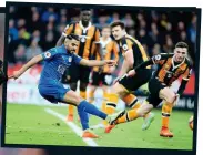  ??  ?? ALL CHANGE: Mahrez’s super strike (above) has got the misfiring midfielder celebratin­g again, as Craig Shakespear­e (below) has Leicester back on form