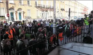  ?? Protestors outside the Greek Embassy in Dublin demanding justice for Seán Binder. ??
